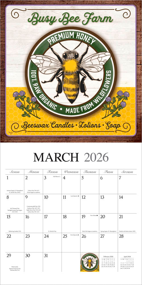Farmer's Market | 2026 12 x 24 Inch (Hanging) Monthly Square Wall Calendar | Featuring the Artwork of Mollie B.
