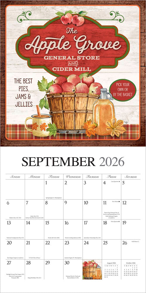 Farmer's Market | 2026 12 x 24 Inch (Hanging) Monthly Square Wall Calendar | Featuring the Artwork of Mollie B.