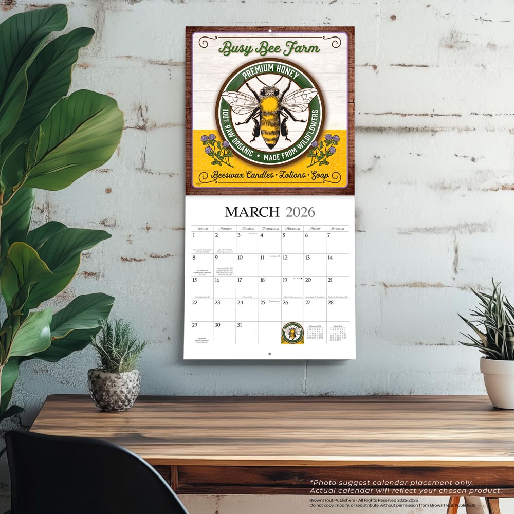 Farmer's Market | 2026 12 x 24 Inch (Hanging) Monthly Square Wall Calendar | Featuring the Artwork of Mollie B.