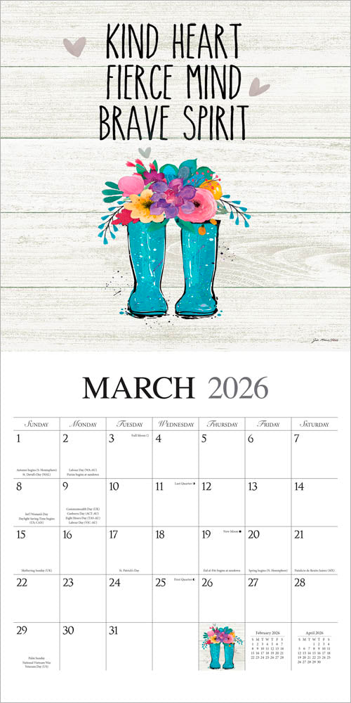 Love the Journey | 2026 12 x 24 Inch (Hanging) Monthly Square Wall Calendar | Featuring the Artwork of Jo Moulton