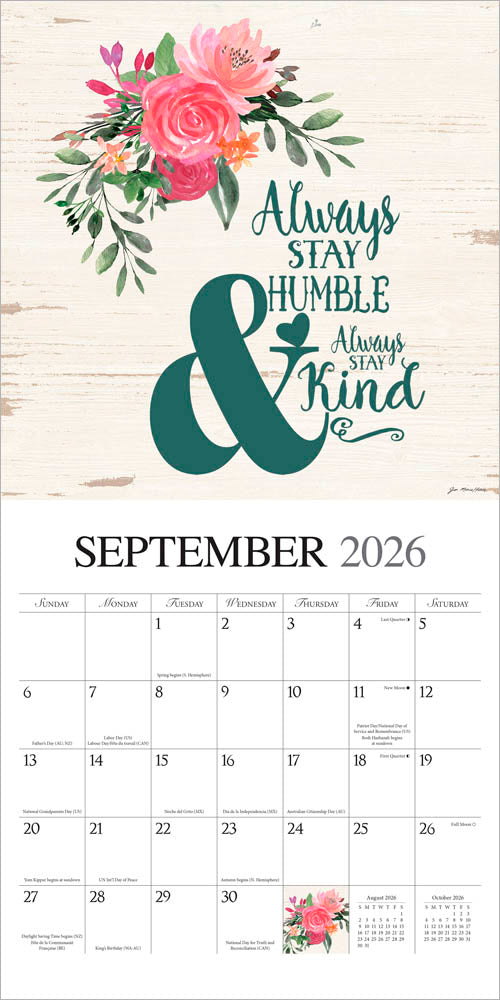 Love the Journey | 2026 12 x 24 Inch (Hanging) Monthly Square Wall Calendar | Featuring the Artwork of Jo Moulton