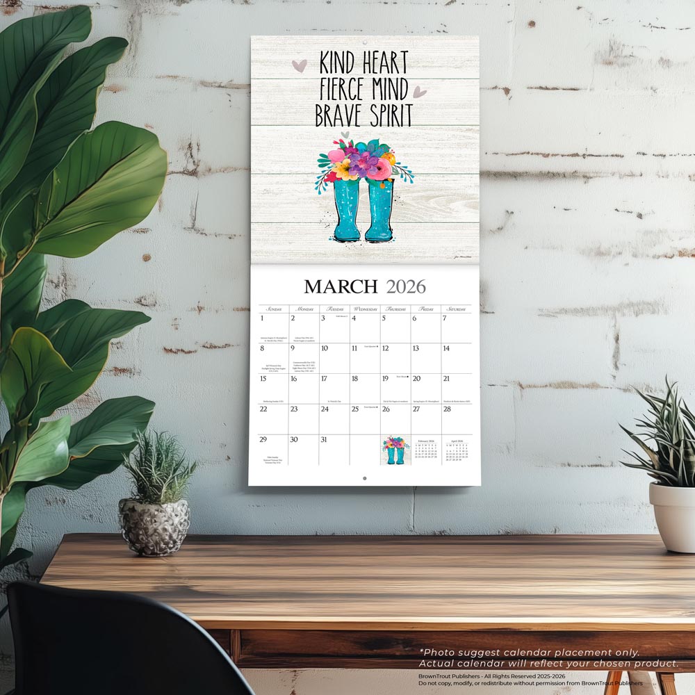 Love the Journey | 2026 12 x 24 Inch (Hanging) Monthly Square Wall Calendar | Featuring the Artwork of Jo Moulton