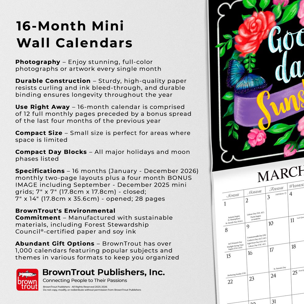 You Can Grow Your Own Way | 2026 7 x 14 Inch (Hanging) Monthly Mini Wall Calendar | Featuring the Artwork of Ninette Parisi