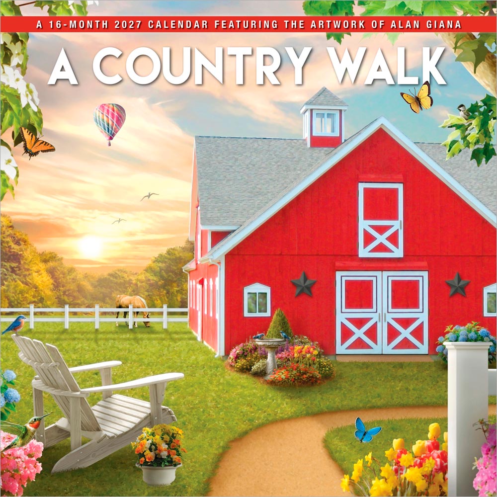 A Country Walk | 2027 12 x 24 Inch (Hanging) Monthly Square Wall Calendar | Featuring the Artwork of Alan Giana