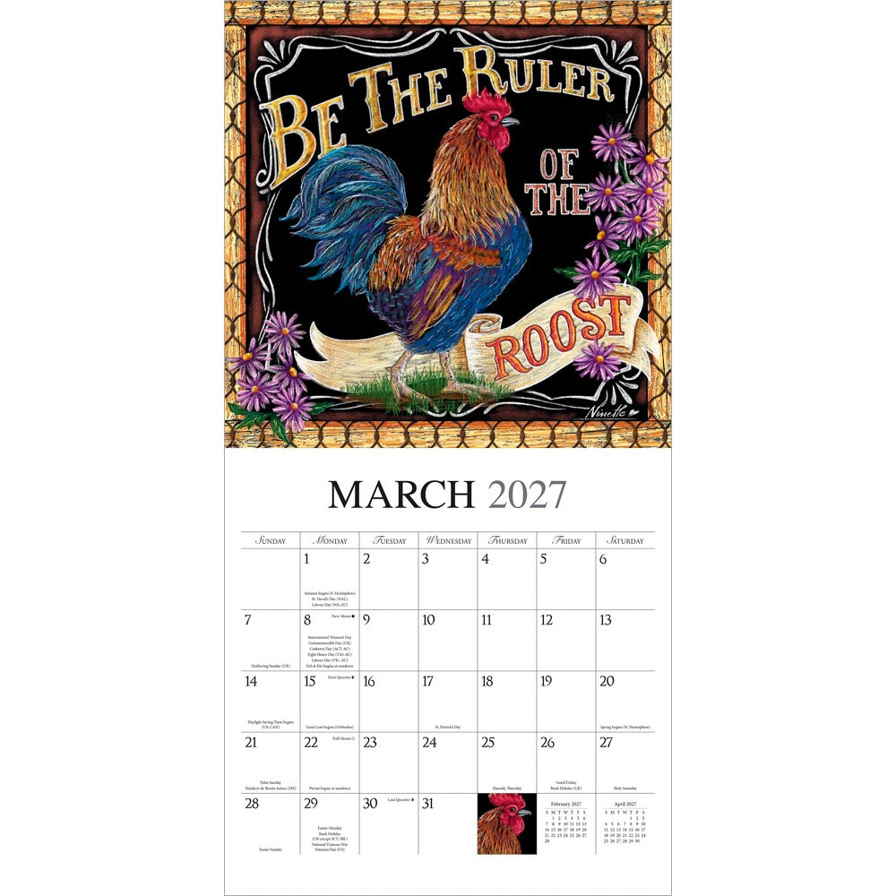 Bless This Nest | 2027 12 x 24 Inch (Hanging) Monthly Square Wall Calendar | Featuring the Artwork of Ninette Parisi
