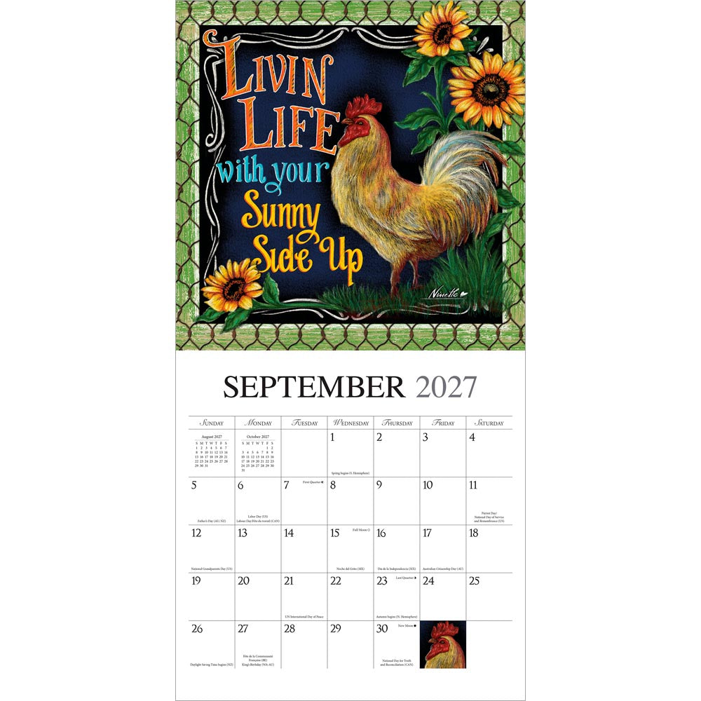 Bless This Nest | 2027 12 x 24 Inch (Hanging) Monthly Square Wall Calendar | Featuring the Artwork of Ninette Parisi