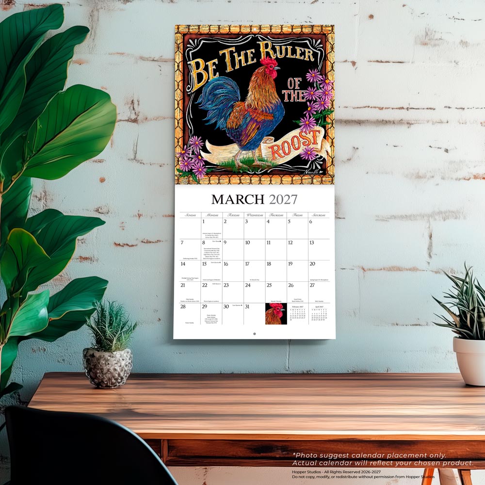 Bless This Nest | 2027 12 x 24 Inch (Hanging) Monthly Square Wall Calendar | Featuring the Artwork of Ninette Parisi