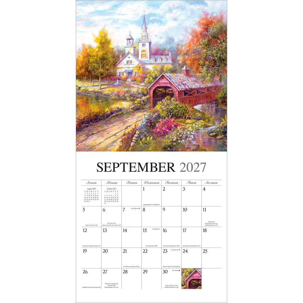 Bygone Days | 2027 12 x 24 Inch (Hanging) Monthly Square Wall Calendar | Featuring the Artwork of Carl Valente