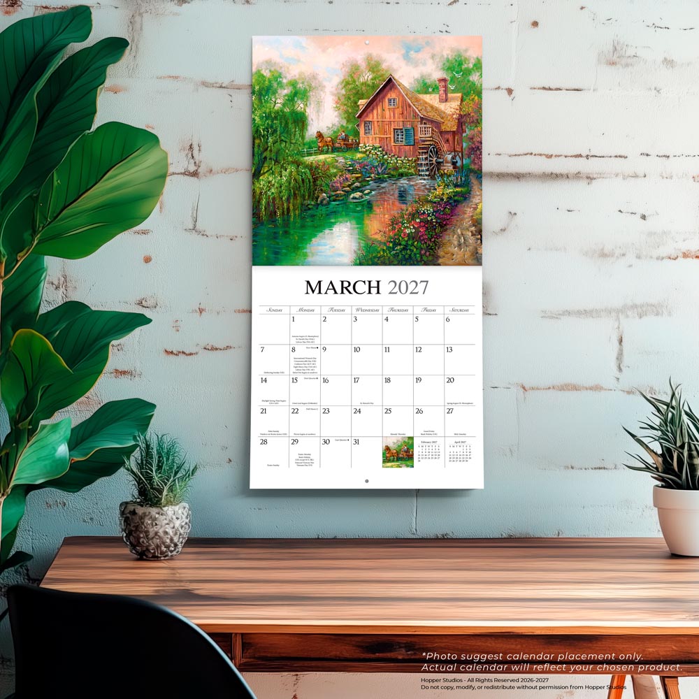 Bygone Days | 2027 12 x 24 Inch (Hanging) Monthly Square Wall Calendar | Featuring the Artwork of Carl Valente