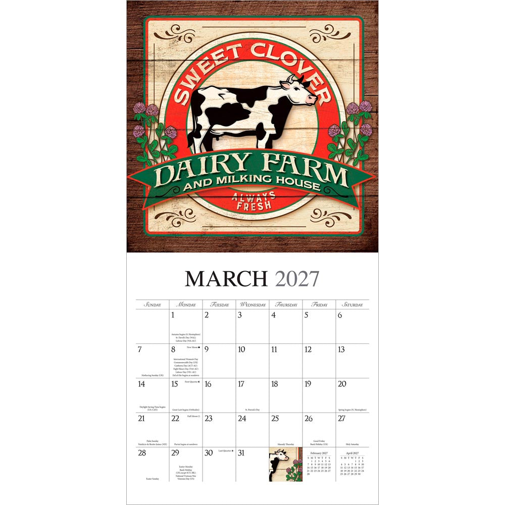 Farmer's Market | 2027 12 x 24 Inch (Hanging) Monthly Square Wall Calendar | Featuring the Artwork of Terri Morris