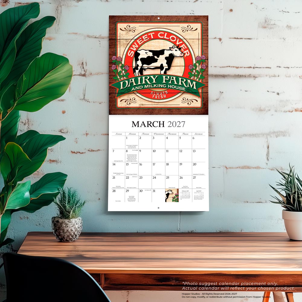 Farmer's Market | 2027 12 x 24 Inch (Hanging) Monthly Square Wall Calendar | Featuring the Artwork of Terri Morris
