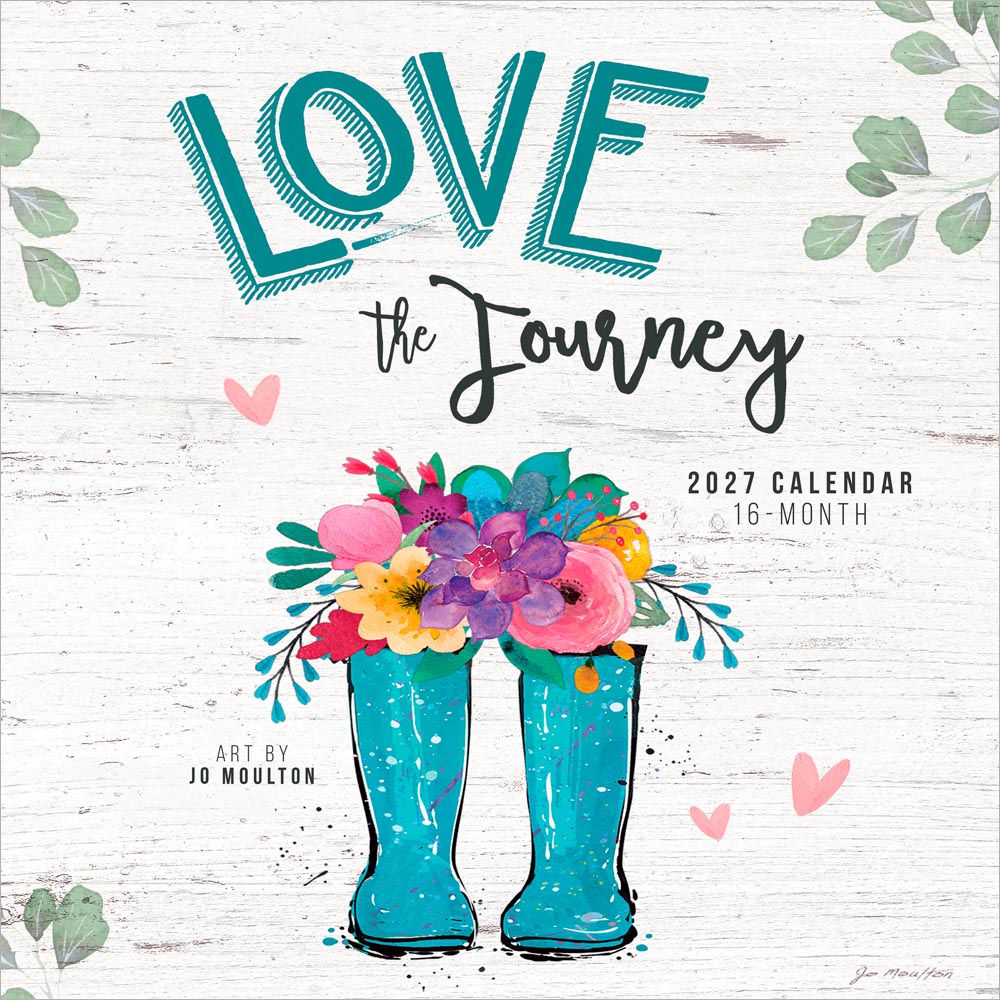Love the Journey | 2027 12 x 24 Inch (Hanging) Monthly Square Wall Calendar | Featuring the Artwork of Jo Moulton