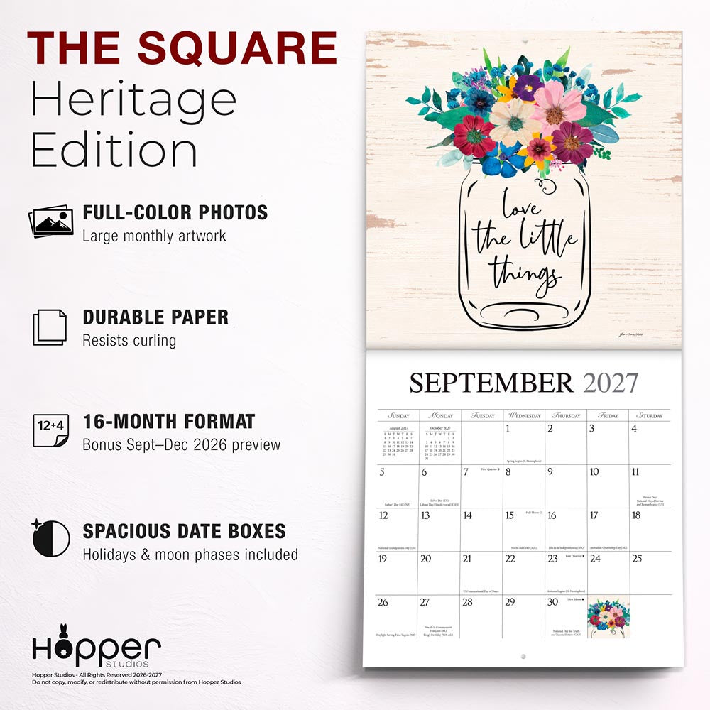 Love the Journey | 2027 12 x 24 Inch (Hanging) Monthly Square Wall Calendar | Featuring the Artwork of Jo Moulton
