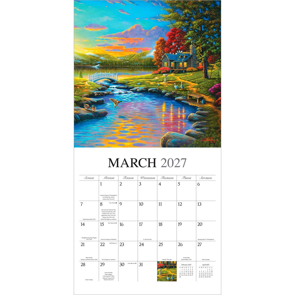 Vintage Country | 2027 12 x 24 Inch (Hanging) Monthly Square Wall Calendar | Featuring the Artwork of Geno Peoples