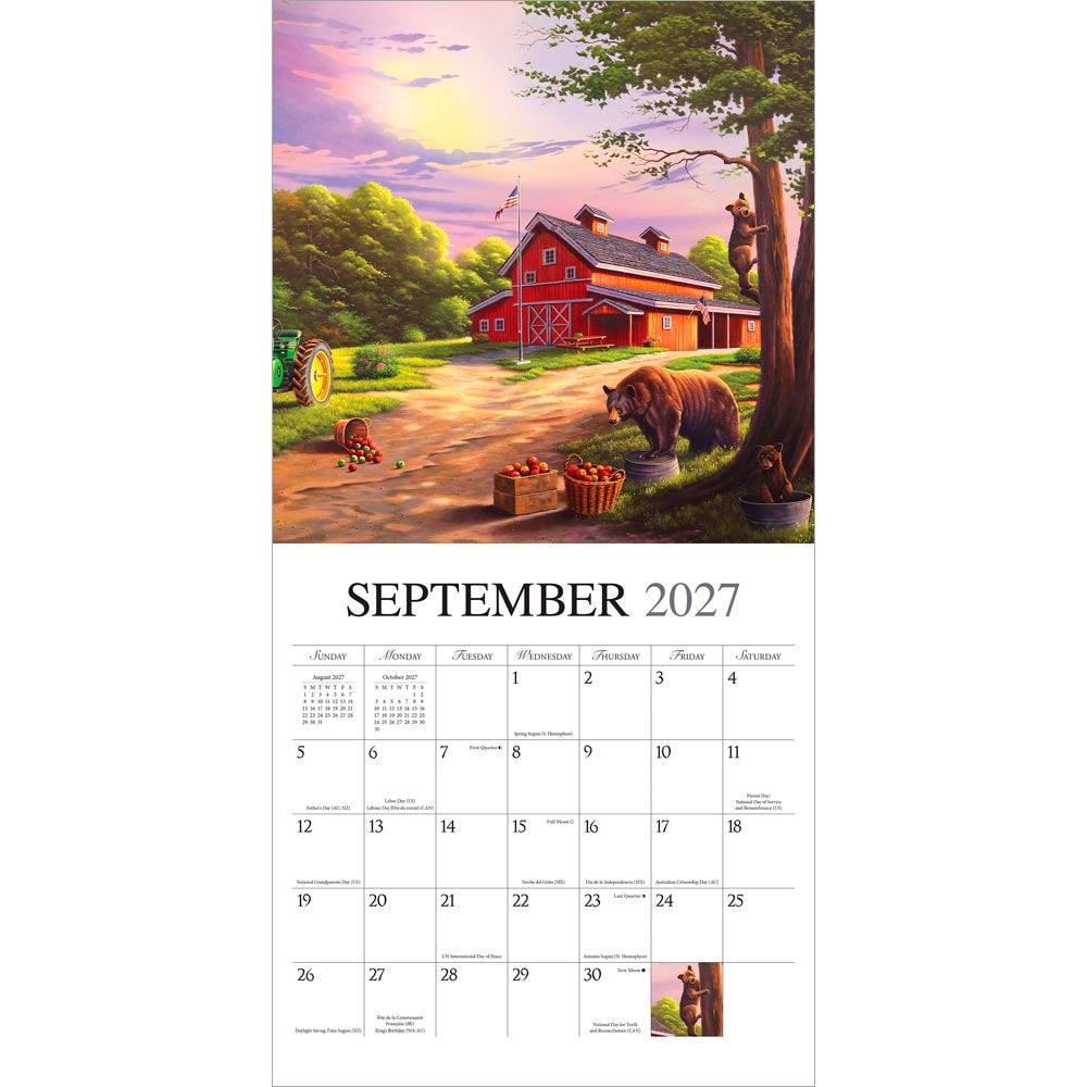Vintage Country | 2027 12 x 24 Inch (Hanging) Monthly Square Wall Calendar | Featuring the Artwork of Geno Peoples