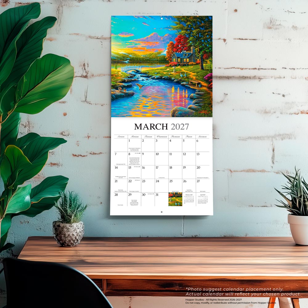 Vintage Country | 2027 12 x 24 Inch (Hanging) Monthly Square Wall Calendar | Featuring the Artwork of Geno Peoples
