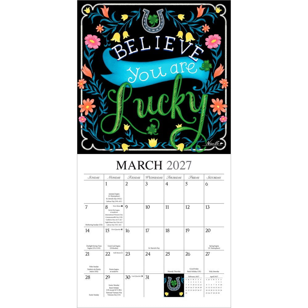 Grow Your Own Way | 2027 7 x 14 Inch (Hanging) Monthly Mini Wall Calendar | Featuring the Artwork of Ninette Parisi