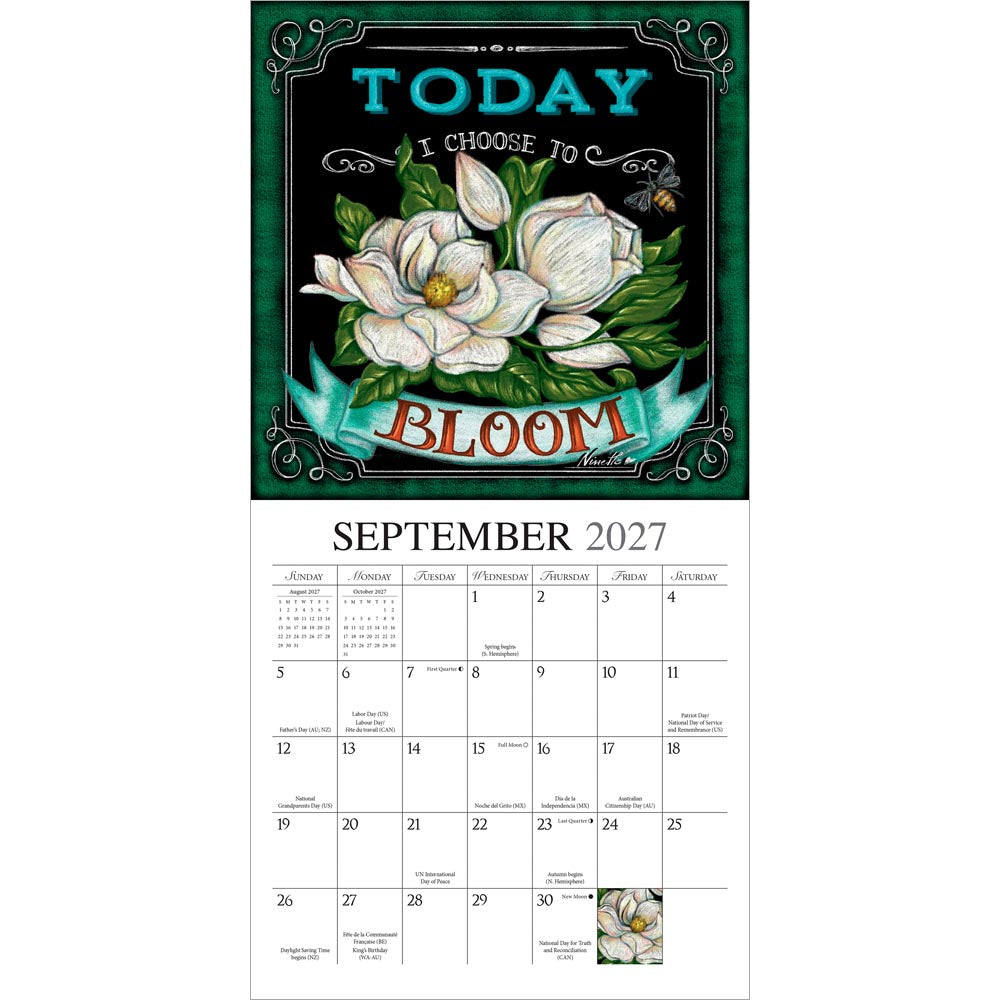 Grow Your Own Way | 2027 7 x 14 Inch (Hanging) Monthly Mini Wall Calendar | Featuring the Artwork of Ninette Parisi