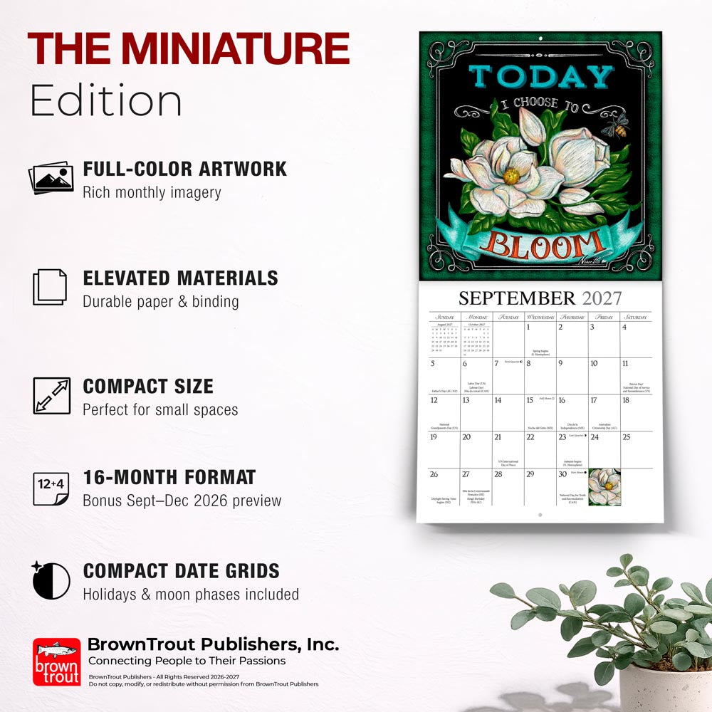 Grow Your Own Way | 2027 7 x 14 Inch (Hanging) Monthly Mini Wall Calendar | Featuring the Artwork of Ninette Parisi
