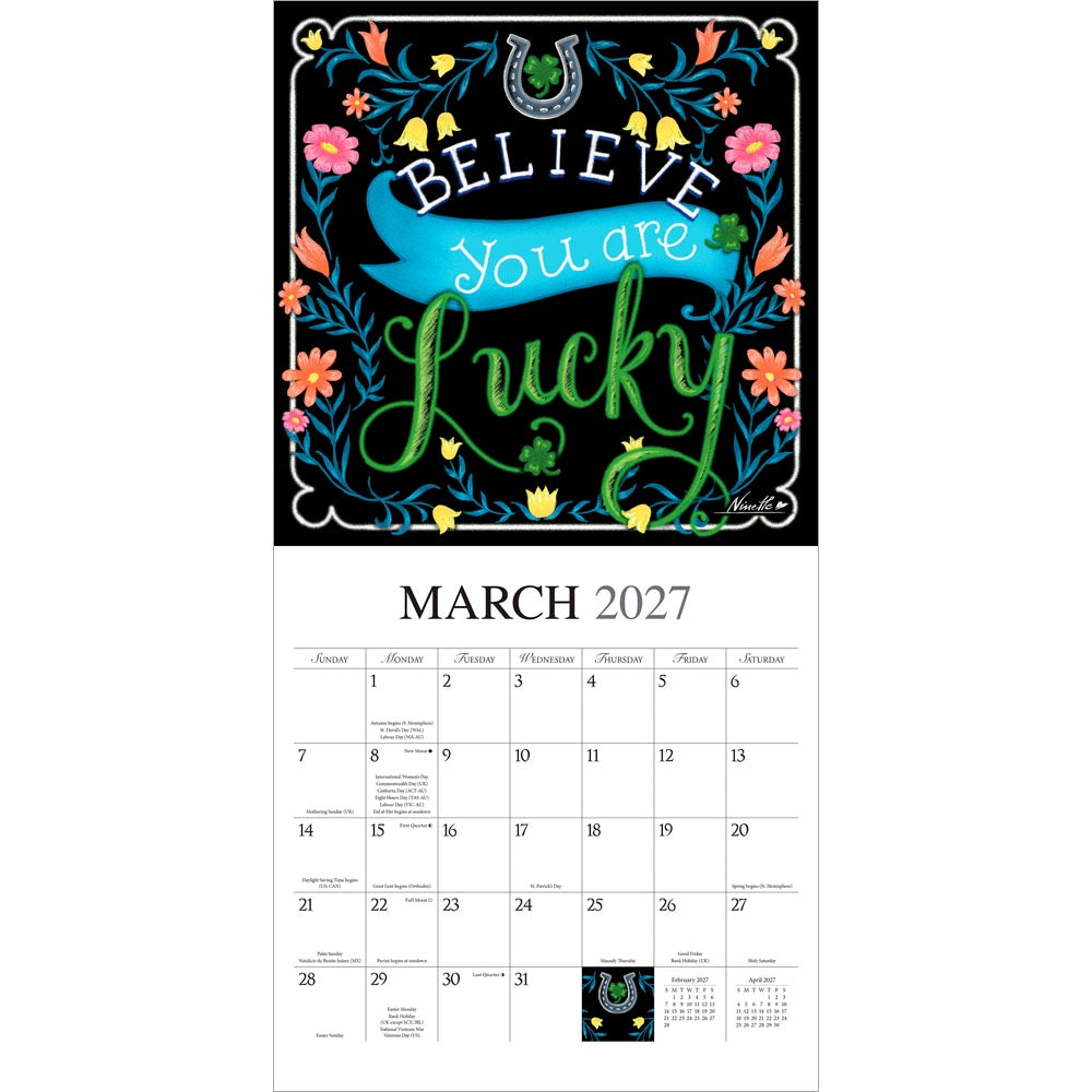 Grow Your Own Way | 2027 12 x 24 Inch (Hanging) Monthly Square Wall Calendar | Featuring the Artwork of Ninette Parisi