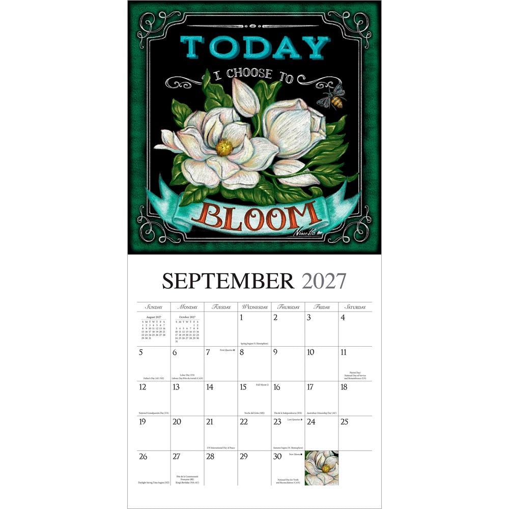 Grow Your Own Way | 2027 12 x 24 Inch (Hanging) Monthly Square Wall Calendar | Featuring the Artwork of Ninette Parisi