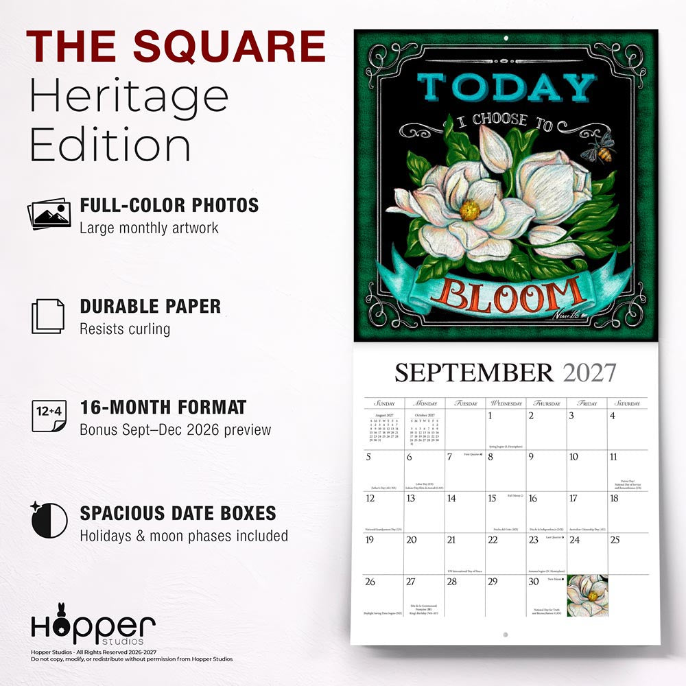 Grow Your Own Way | 2027 12 x 24 Inch (Hanging) Monthly Square Wall Calendar | Featuring the Artwork of Ninette Parisi