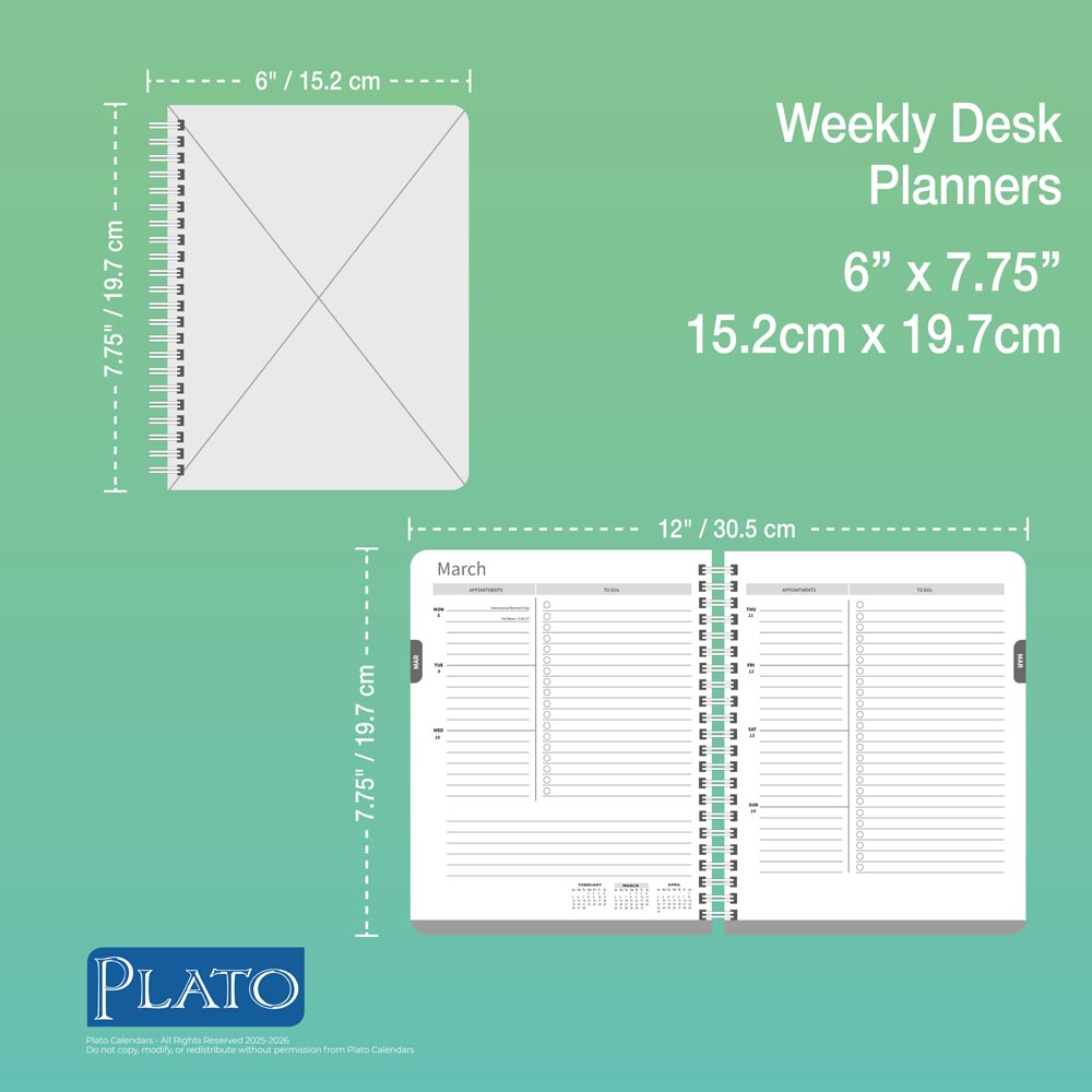 Busy Bees | 2026 6 x 7.75 Inch 18 Months Weekly Desk Planner | Foil Stamped Cover | July 2025 - December 2026