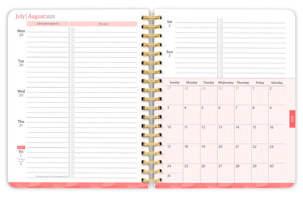 Crackled Blush | 2026 6 x 7.75 Inch 18 Months Weekly Desk Planner | Foil Stamped Cover | July 2025 - December 2026