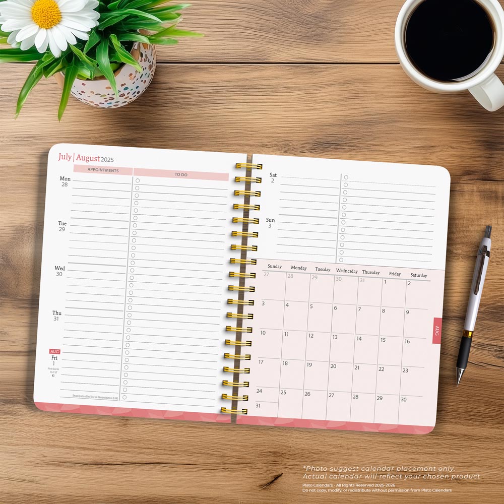 Crackled Blush | 2026 6 x 7.75 Inch 18 Months Weekly Desk Planner | Foil Stamped Cover | July 2025 - December 2026