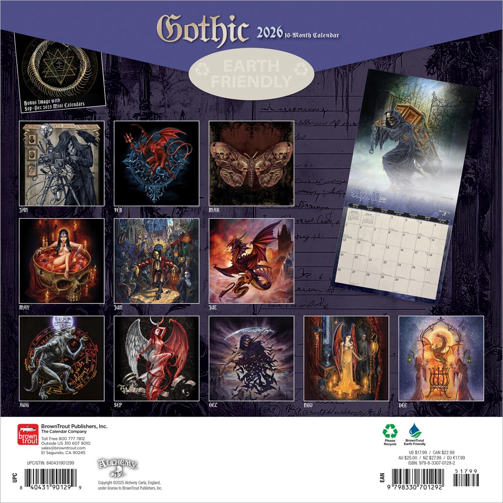 Gothic Alchemy OFFICIAL | 2026 12 x 24 Inch (Hanging) Monthly Square Wall Calendar