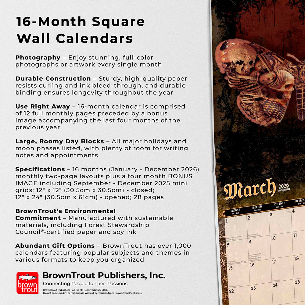 Gothic Alchemy OFFICIAL | 2026 12 x 24 Inch (Hanging) Monthly Square Wall Calendar
