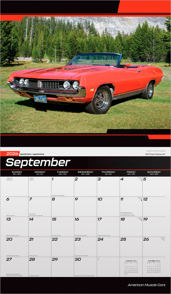 American Muscle Cars OFFICIAL | 2026 14 x 24 Inch (Hanging) Monthly Deluxe Wall Calendar | Foil Stamped Cover