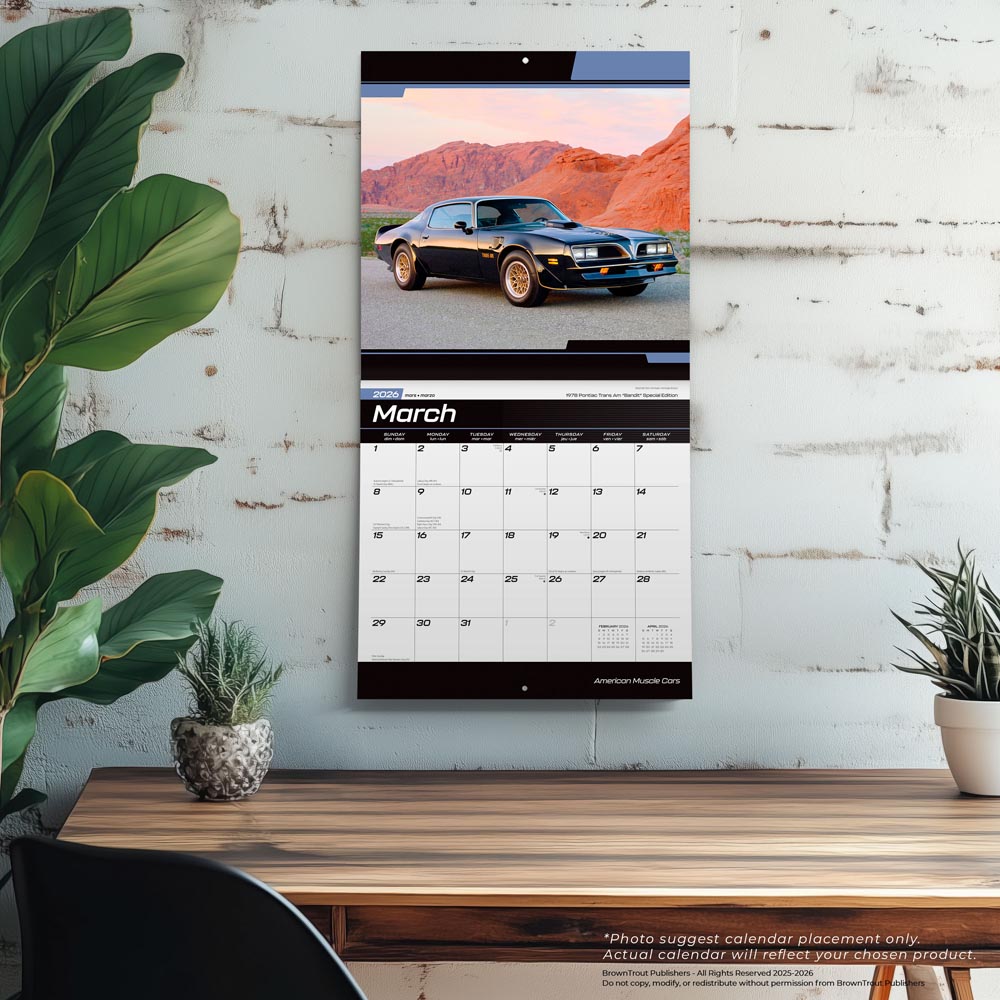 American Muscle Cars OFFICIAL | 2026 12 x 24 Inch (Hanging) Monthly Square Wall Calendar | Foil Stamped Cover