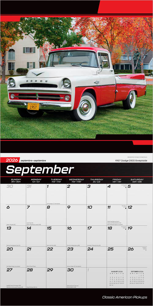 Classic American Pickups OFFICIAL | 2026 12 x 24 Inch (Hanging) Monthly Square Wall Calendar | Foil Stamped Cover