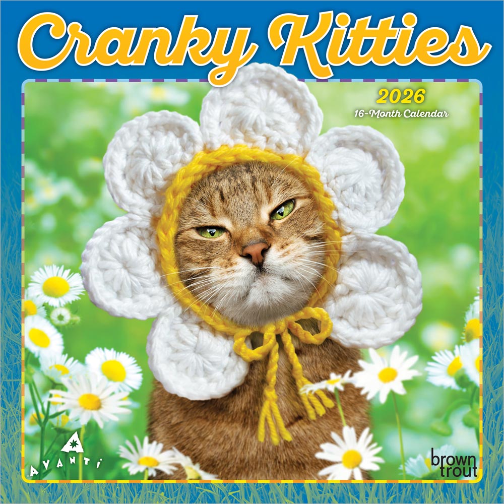 Avanti Cranky Kitties OFFICIAL | 2026 7 x 14 Inch (Hanging) Monthly Mini Wall Calendar