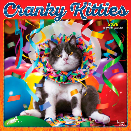 Avanti Cranky Kitties OFFICIAL | 2026 12 x 24 Inch (Hanging) Monthly Square Wall Calendar | Foil Stamped Cover