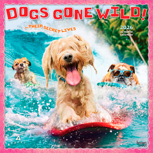 Avanti Dogs Gone Wild OFFICIAL | 2026 12 x 24 Inch (Hanging) Monthly Square Wall Calendar