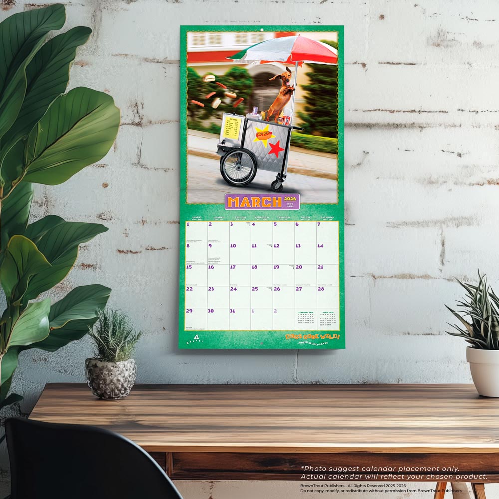 Avanti Dogs Gone Wild OFFICIAL | 2026 12 x 24 Inch (Hanging) Monthly Square Wall Calendar