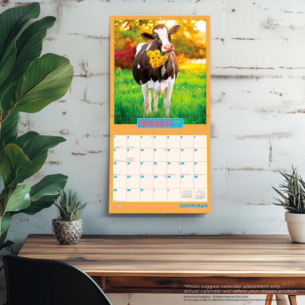 Avanti Funny Farm OFFICIAL | 2026 12 x 24 Inch (Hanging) Monthly Square Wall Calendar | Foil Stamped Cover