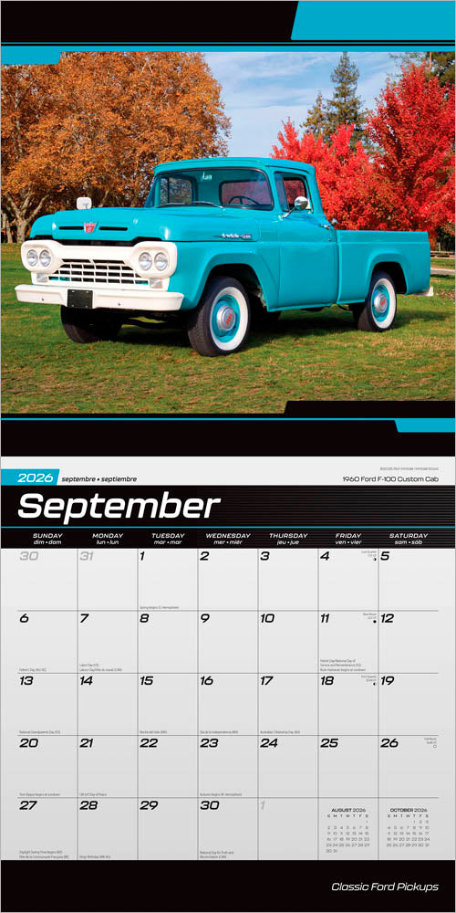 Classic Ford Pickups OFFICIAL | 2026 12 x 24 Inch (Hanging) Monthly Square Wall Calendar | Foil Stamped Cover