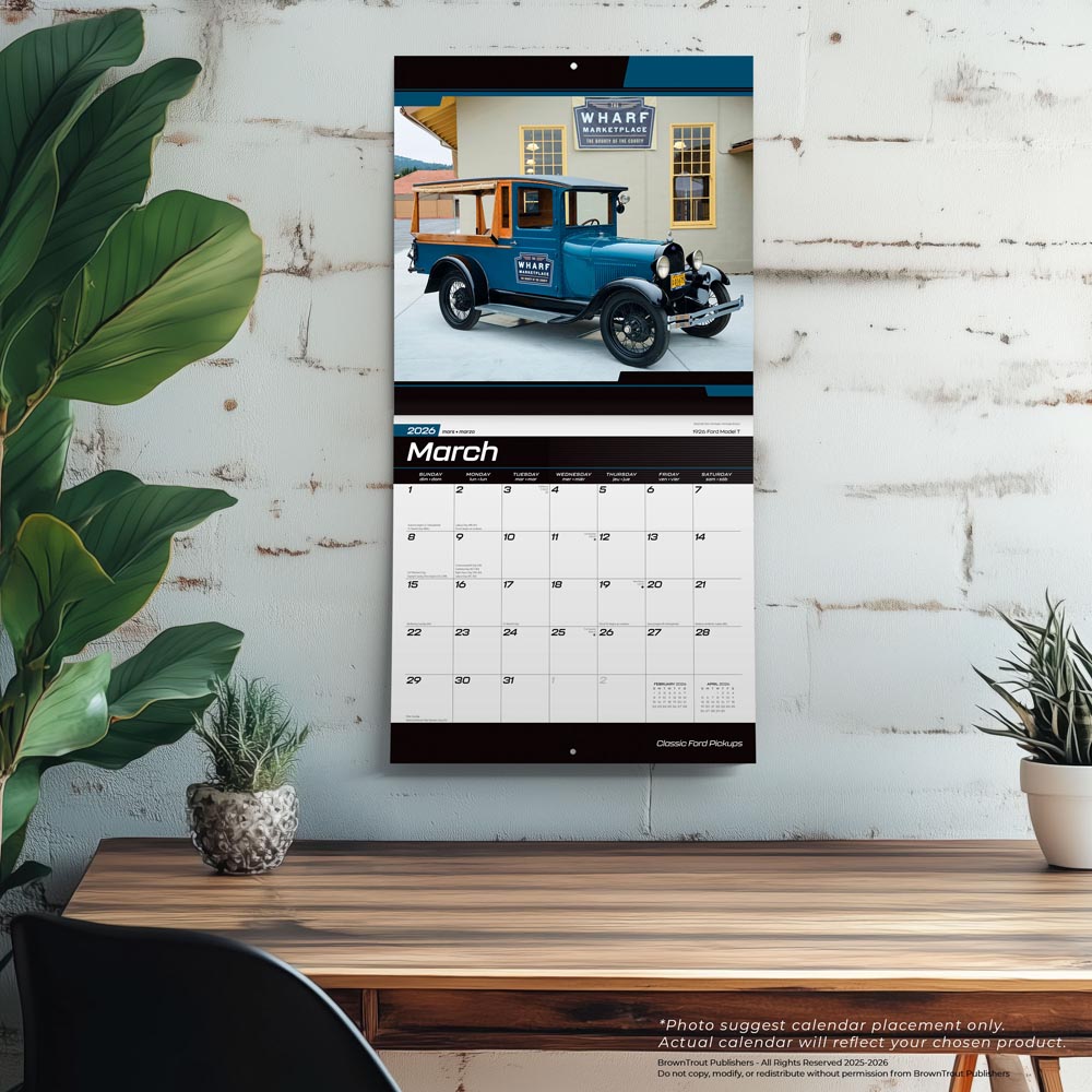 Classic Ford Pickups OFFICIAL | 2026 12 x 24 Inch (Hanging) Monthly Square Wall Calendar | Foil Stamped Cover