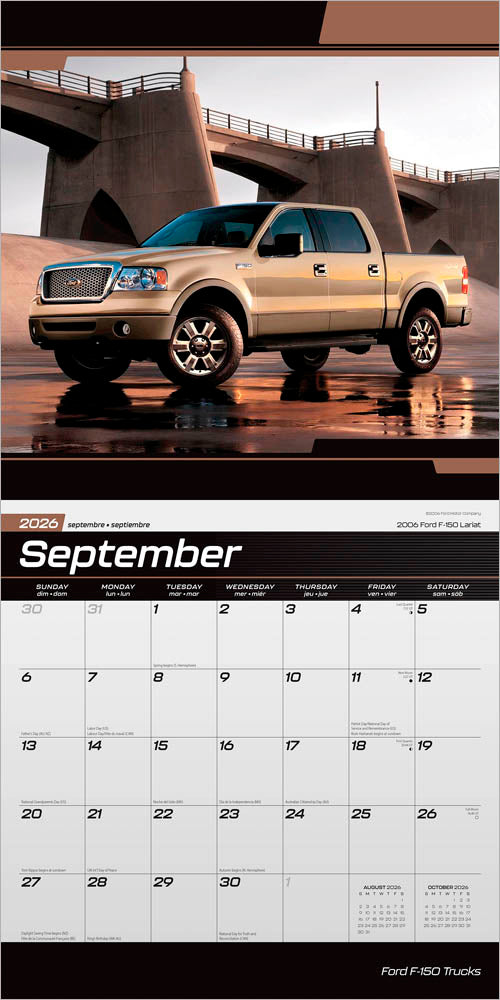 Ford F150 Trucks OFFICIAL | 2026 12 x 24 Inch (Hanging) Monthly Square Wall Calendar