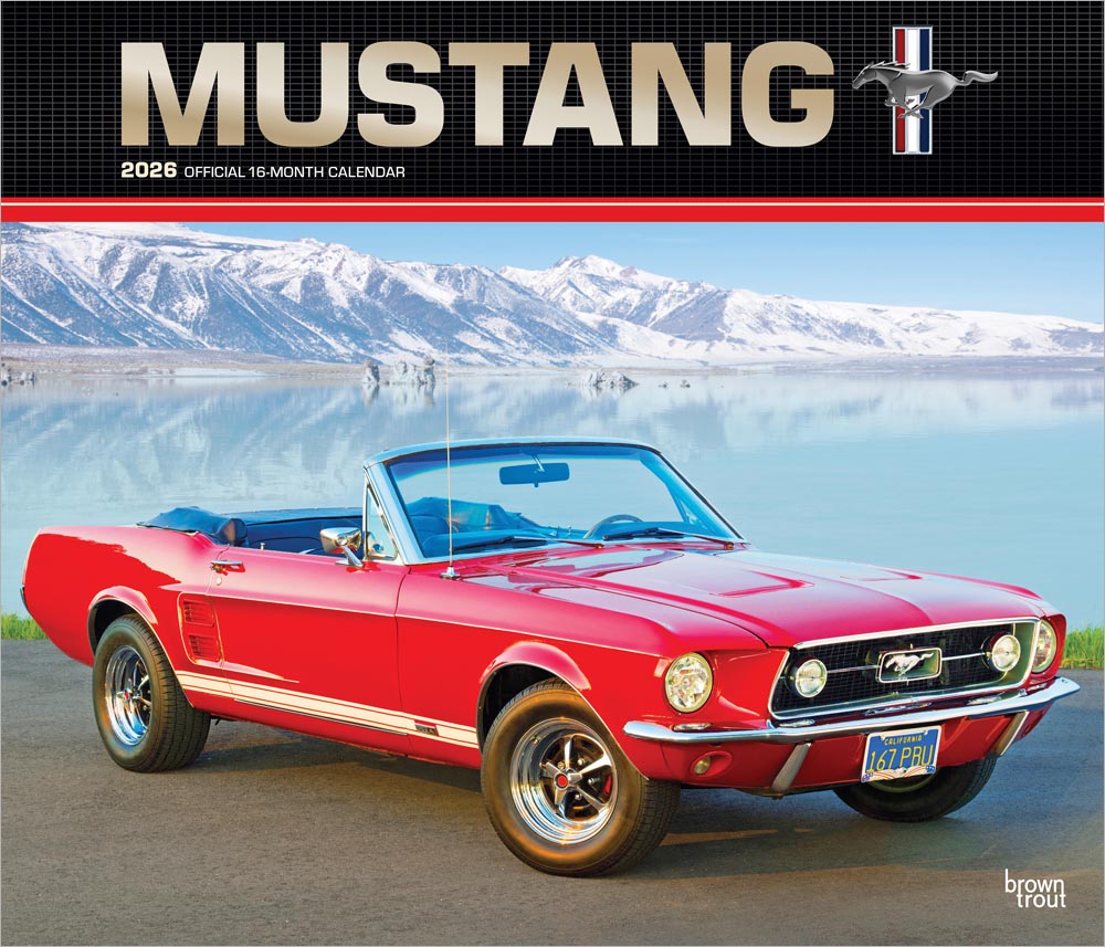 Ford Mustang OFFICIAL | 2026 14 x 24 Inch (Hanging) Monthly Deluxe Wall Calendar | Foil Stamped Cover