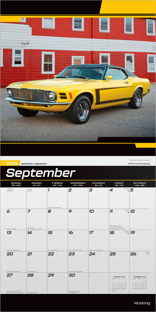 Ford Mustang OFFICIAL | 2026 12 x 24 Inch (Hanging) Monthly Square Wall Calendar | Foil Stamped Cover
