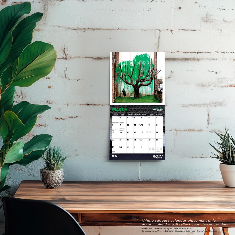 Banksy's Graffiti OFFICIAL | 2026 7 x 14 Inch (Hanging) Monthly Mini Wall Calendar