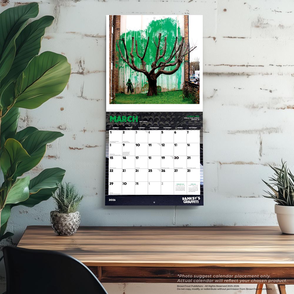 Banksy's Graffiti OFFICIAL | 2026 12 x 24 Inch (Hanging) Monthly Square Wall Calendar