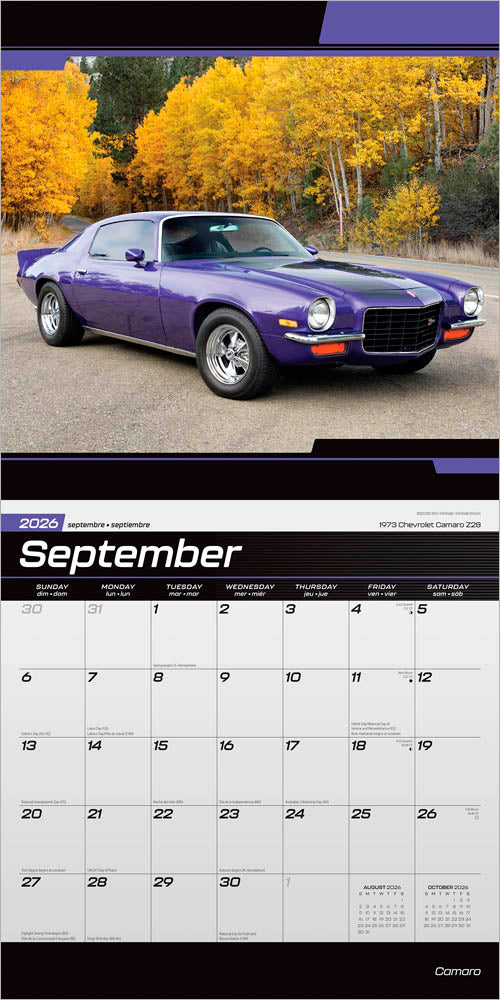 Camaro OFFICIAL | 2026 12 x 24 Inch (Hanging) Monthly Square Wall Calendar