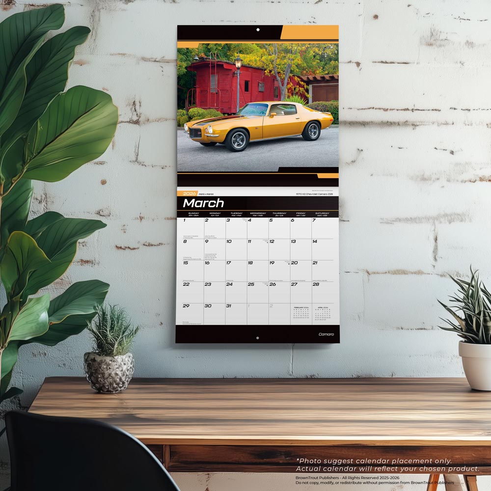 Camaro OFFICIAL | 2026 12 x 24 Inch (Hanging) Monthly Square Wall Calendar