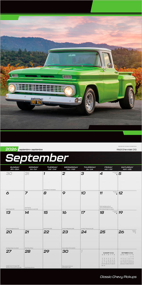 Classic Chevy Pickups OFFICIAL | 2026 12 x 24 Inch (Hanging) Monthly Square Wall Calendar | Foil Stamped Cover