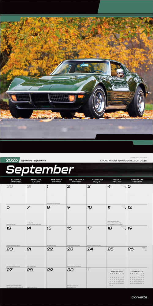 Corvette OFFICIAL | 2026 12 x 24 Inch (Hanging) Monthly Square Wall Calendar